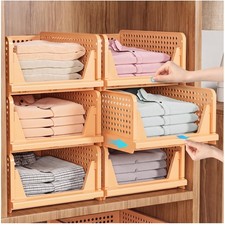 SNSLXH 5 Pack Stackable Closet Organizer Box, Multifunctional  Foldable Clos...