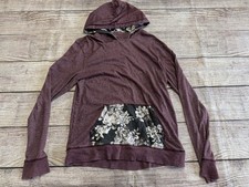 On The Byas Women  s Large Maroon Hoodie With Black And White Floral Accents