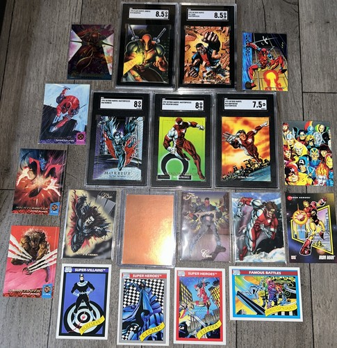 Enorme lotto carte Marvel classificate SGC Deadpool Morbius Cage più carte collezionabili bonus - Foto 1 di 23