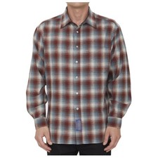 Pendleton Men  s Sz XL Red Plaid Wool Button Front Board Shirt Check Patch Pocket