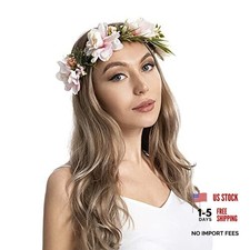 Wiwpar Artificial wreaths Flower Hair Wreath Headband Garland Flowers Pink