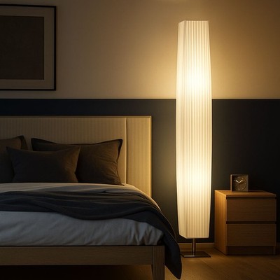 Stehlampe Stehleuchte Beistelllampe Textil Wohnzimmerlampe 2 flammig H 119 cm
