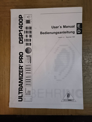 Behringer Ultramizer Pro DSP1400P Bedienungsanleitung KOMPLETTE ENGLISCHE VERSION 