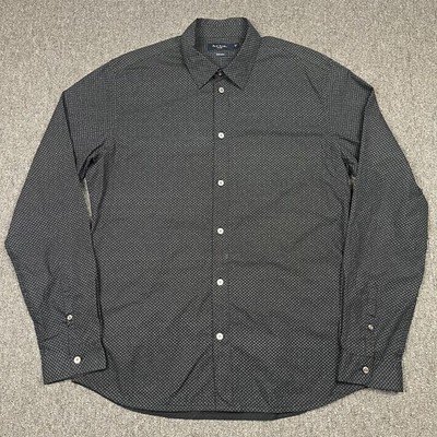 Paul Smith Shirt Mens Medium Black White Dot Pattern Tailored Fit Cotton Classic