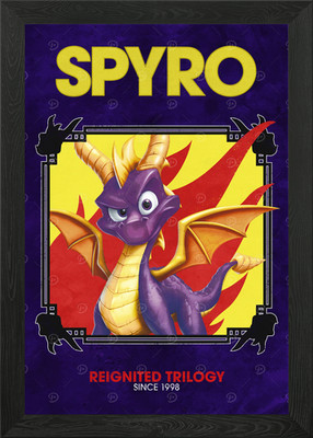 Spyro in flames Framed Wall Art Poster Canvas Print Picture