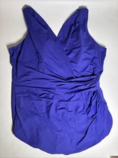 Lands End Surplice Tunic One Piece Swimsuit Size 24W Soft Cups NWOT Purple