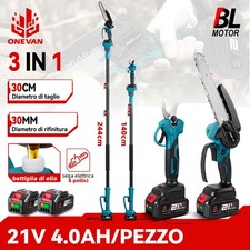 8'' 3IN1 Sega a Batteria Telescopica Cesoia Potatura Motosega Sega da Giardino 