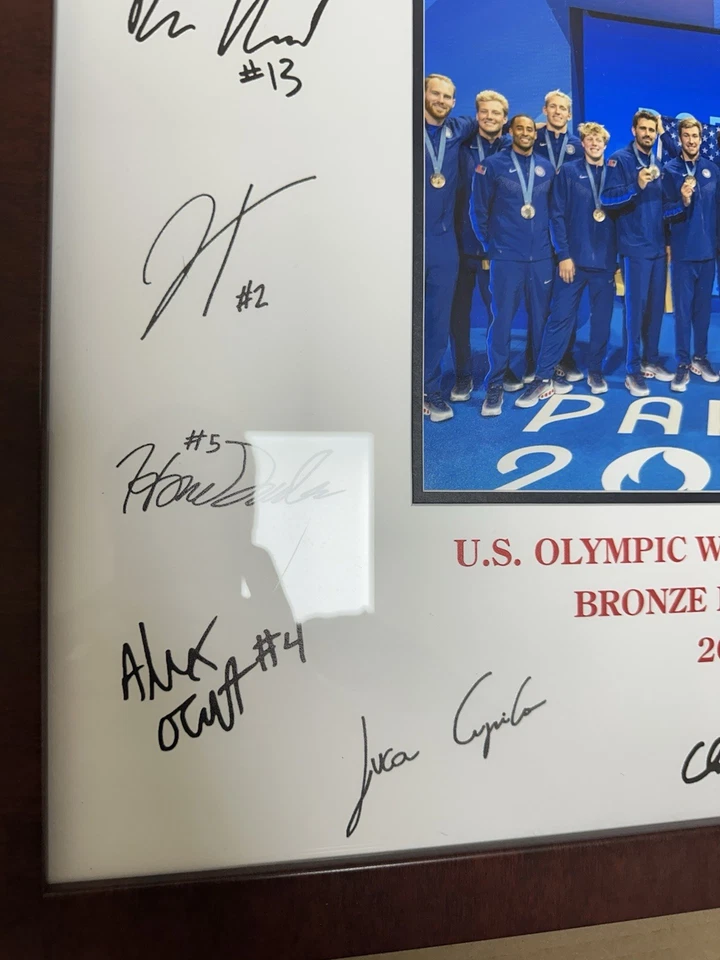 2024 US Olympic Water Polo Team Bronze Medalists Framed Picture W/ Copied Autogr - Image 2 of 3
