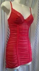 "Just Sexy Lingerie" Ruched Red Slip Underwire Cups Semi-Sheer Sz M