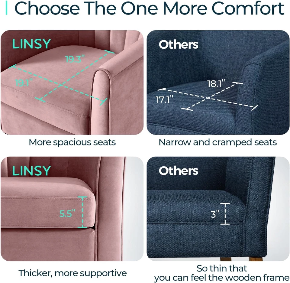 Swivel Accent Chair Ottoman Set: Velvet Small Barrel Chair with Foot Rest, Moder - Image 3 of 4