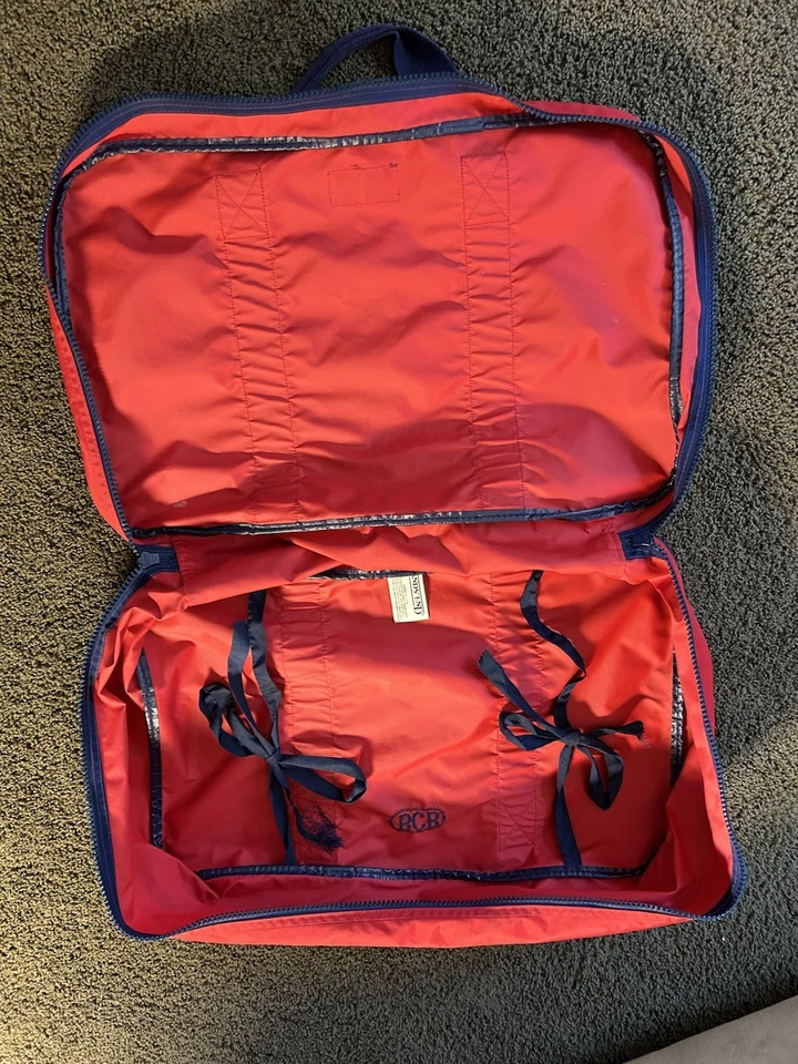 De Colección Lands End Faro Bolso de Hombro Maleta de Viaje Rojo Azul Marino Hecho en EE. UU. Foto 4 de 4