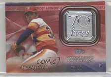 2021 Topps 70th Anniversary Manufactured Logo Red 3/10 Nolan Ryan Patch HOF e8a