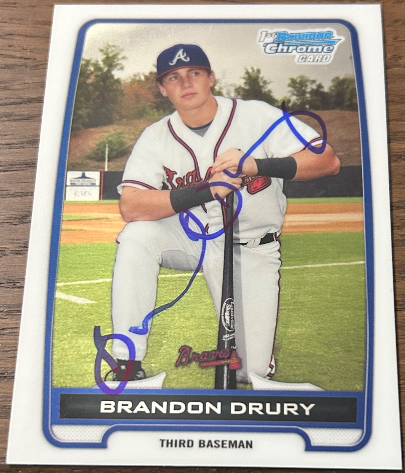 2012 Bowman Chrome Prospect BRANDON DRURY #BCP18 🔥 Braves ⚾️ GORGEOUS Autograph