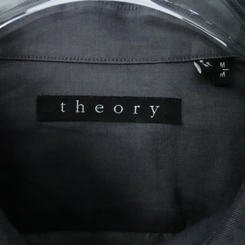 Camisa Theory Para Hombres M Gris Calce Ajustado Elastizado Vestido Oficina Minimalista Inteligente Informal Foto 3 de 4