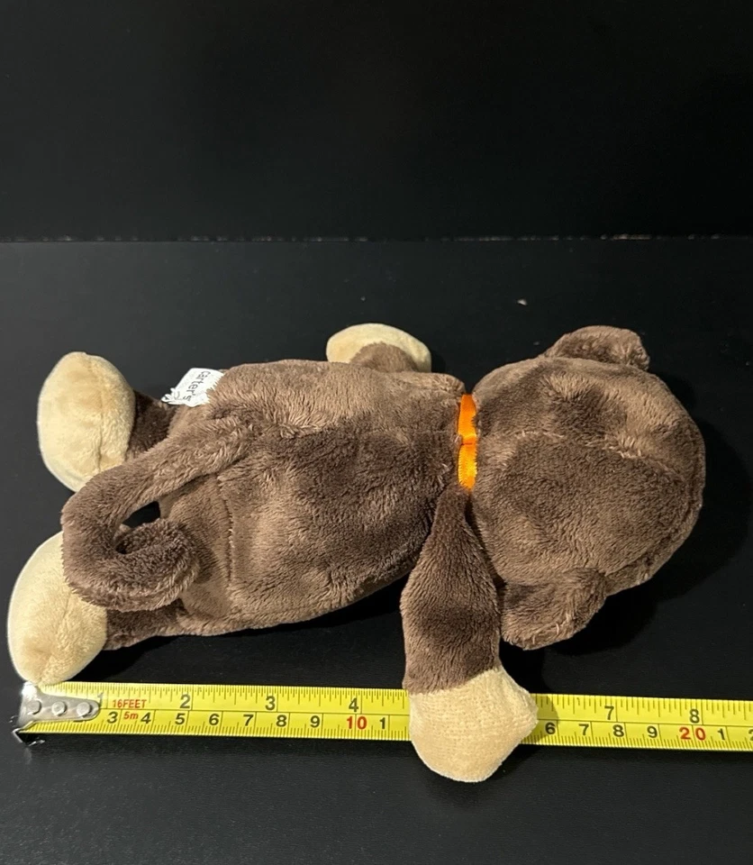Carter's Brown Tan Monkey Plush Stuffed Animal Orange Bow 8" 2009 Bean Bag 11590 - Image 3 of 4