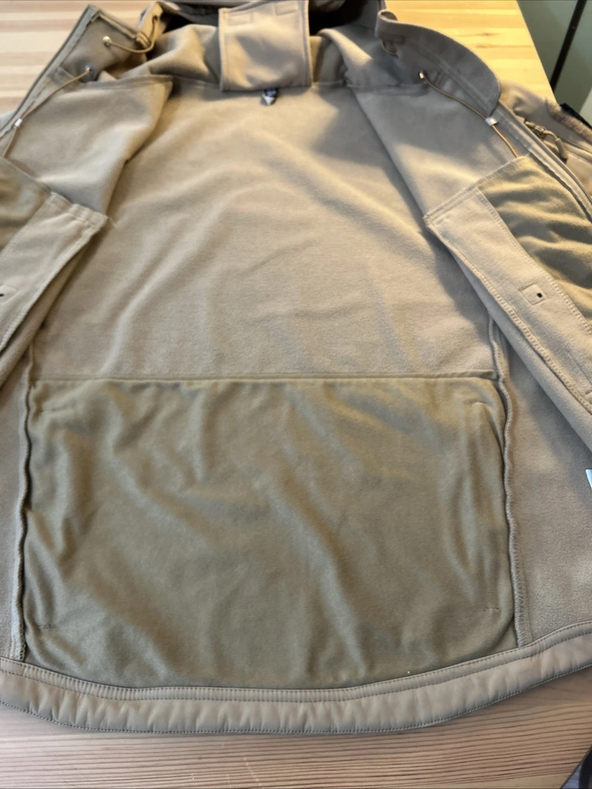 TACVASEN? Mens Medium Tactical Soft shell Fleece Carmel Coat With Flag Patch image 12