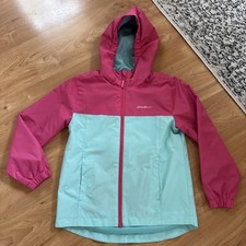 Eddie Bauer Jacket Girls Hot Pink/ Turquoise Zip Up Windbreaker Youth M 10/12 