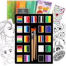 Bowitzki 21 Color Split Cake Face Paint Set Professional Face Painting Kit Ki...