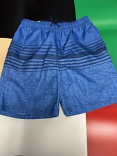 Kirkland Men's Comfort Waistband Swim Shorts Size M Concrete Stripe/Ombre/Blue