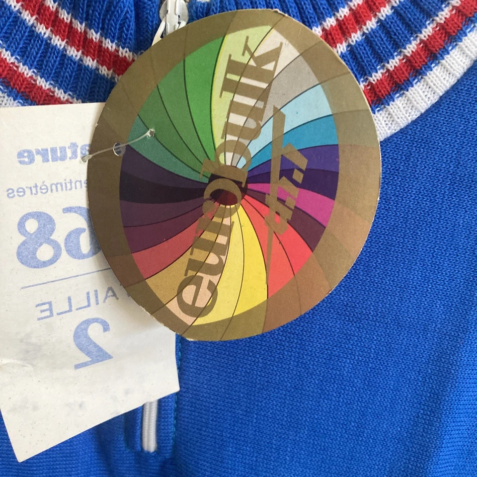 Maillot cycliste JACQUES ANQUETIL Bleu,Blanc,Rouge vieux, stock, neuf Taille 2 - Photo 3/4