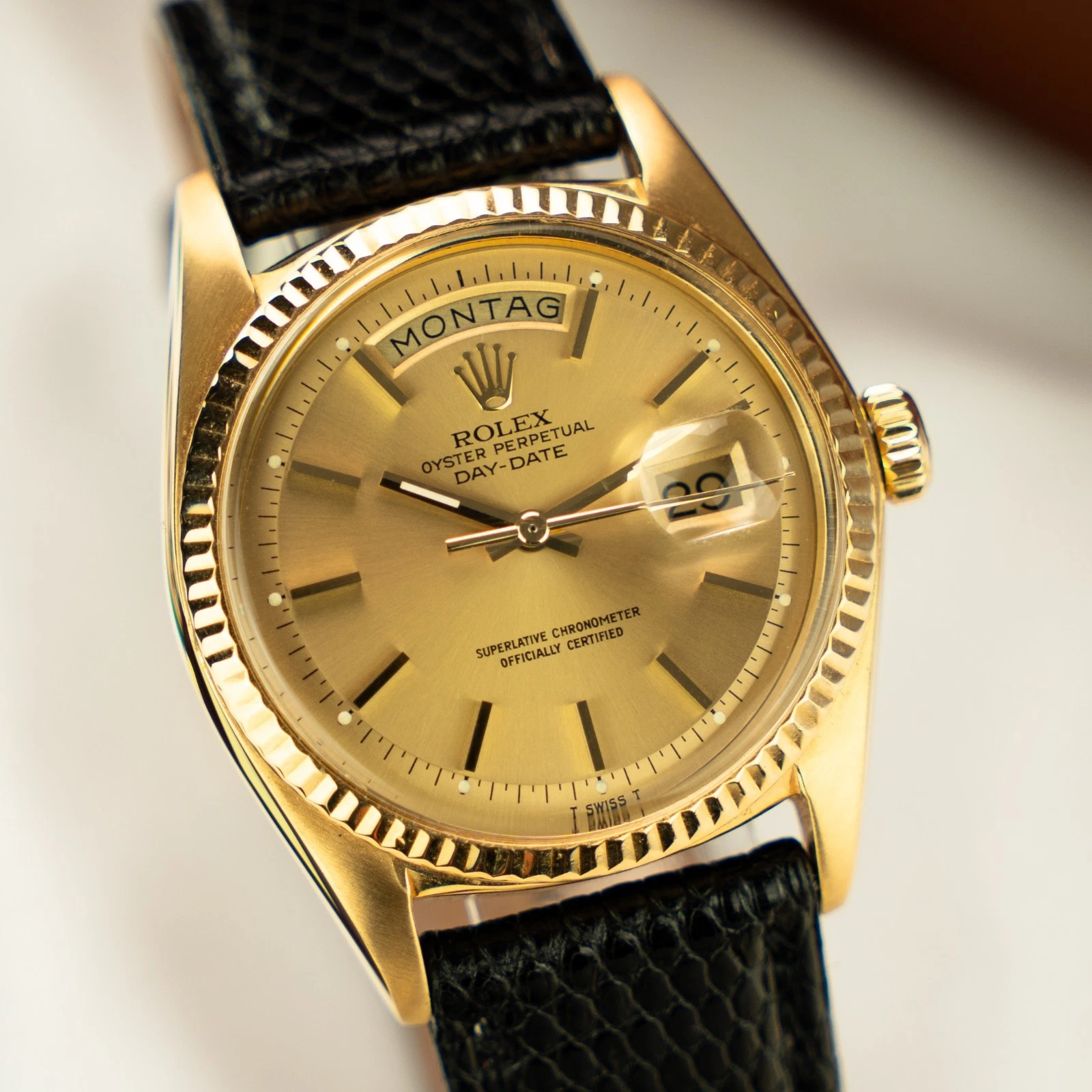 Rolex Day-Date 1803 Piepan Vintage 18k Gold Uhr mit Box