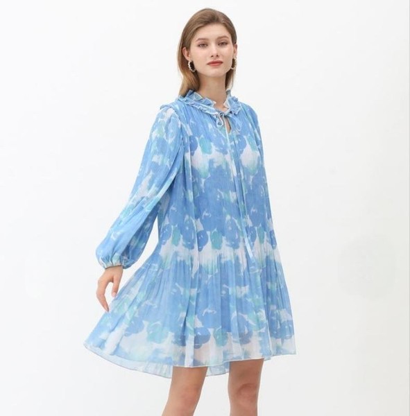 Women Ganni Dress Blue Polyester M