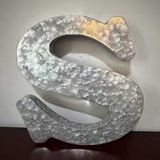 At Home Silver Metal Decorative Letter S Wall Decor, Letters Theme