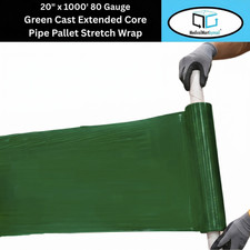 Extended Core Pallet Stretch Shrink Wrap 20" x 1000' 80 Gauge Green Flim 8 Rolls