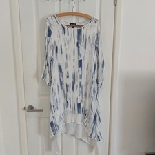Saloos Ladies Summer Dress In Blue / White Size 22 Excellent Condition