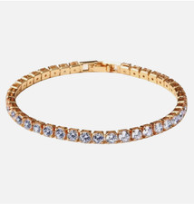 Gold Plated Tennis Bracelet With AAA Cubic Zirconia For Women, Hip Hop Jewelry