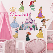 Princess Wall Decals for Girls Bedroom Crown Castle Wall Art Stickers Kids Baby