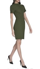 Eliza J Womens Short Sleeve Mock Neck Pinktuck Sheath Sweater Dress Size M