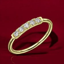 Fede nuziale in oro giallo 18 kt 0,20 ct creata in laboratorio taglio tondo d...