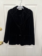 Velvet blazer ACT III Vintage 70s Black Sleek Fitted Pockets Size Medium