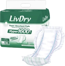 High Absorbency Pad Insert for Incontinence Briefs and Adult Diapers, Women and 