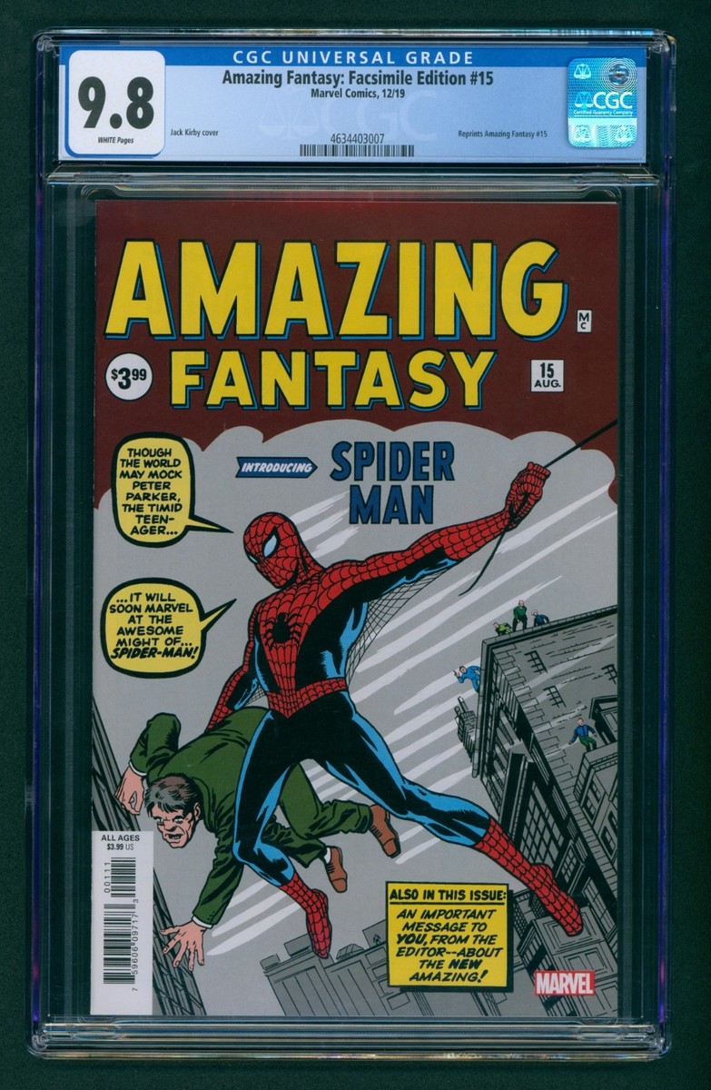 Amazing Fantasy #15 Facsimile (2019) CGC 9.8 White! 1st Appearance