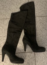 VIC MATIE Overknee Luxus STIEFEL Aus Leder GR: 40 Schwarz Neu