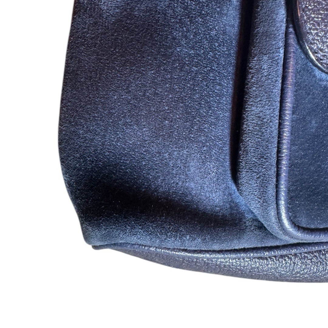 Gucci Navy Blue Suede & Leather Bamboo Mini Backpack Vintage Auth image 7