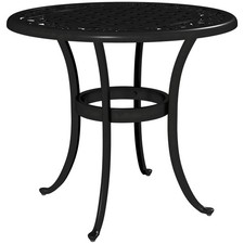 Cast Aluminium Garden Side Table Outdoor Patio Coffee Table Black 60 cm Round