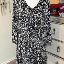 Black and White Button-Up Blouse