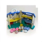 Vintage 1996 Fisher Price Little People Doll House Blue Roof, Accessories, Home