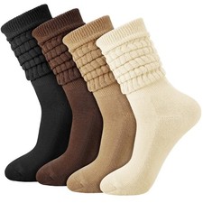4 Pairs Slouch Scrunch Calf Ankle Socks for Womens