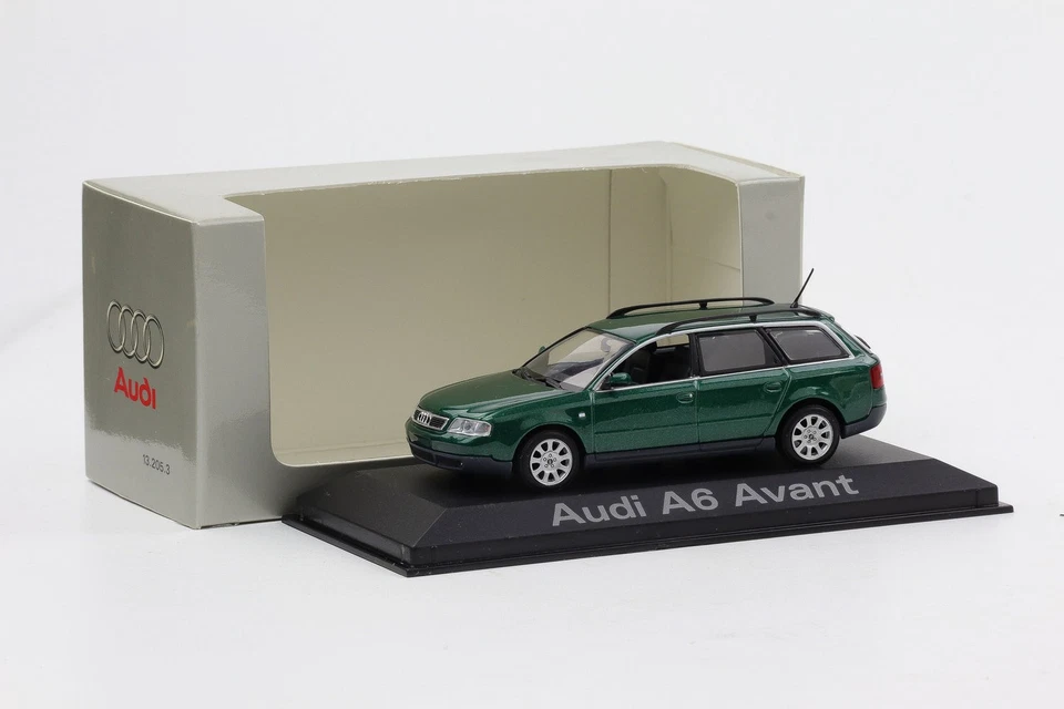 1:43 Minichamps Audi A6 Avant C5 Tipo 4B 1998 Verde Metallico Dealer - Immagine 3 di 4
