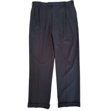 Brooks Brothers 346 Madison Fit Wool Dress Pants Men's 35 x 32 Black Pleated