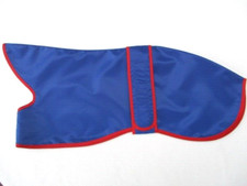 23" 58cm WHIPPET COAT MAC DARK ROYAL BLUE NYLON OUTER NAVY SILVER  CHECK LINING
