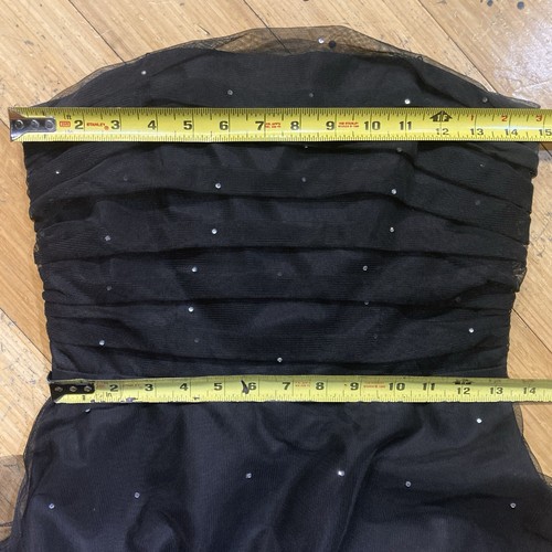 Vtg 90s Y2K Betsy & Adam Black Tulle Retro 50s Pinup Strapless Midi Prom Dress 4 - Picture 7 of 7