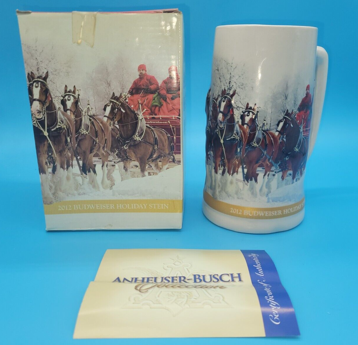 陶芸 2012  BUDWEISER HOLIDAY STEIN Budweiser Holiday Stein 2012 with Box & Certificate of