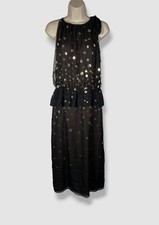 $4990 Oscar De La Renta Women's Black Sequined Peplum Halter Midi Dress Size 6
