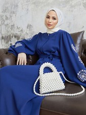 Kaftan Women Muslim Long Dress Abaya Dubai Elegant Robe Evening Gown Islamic