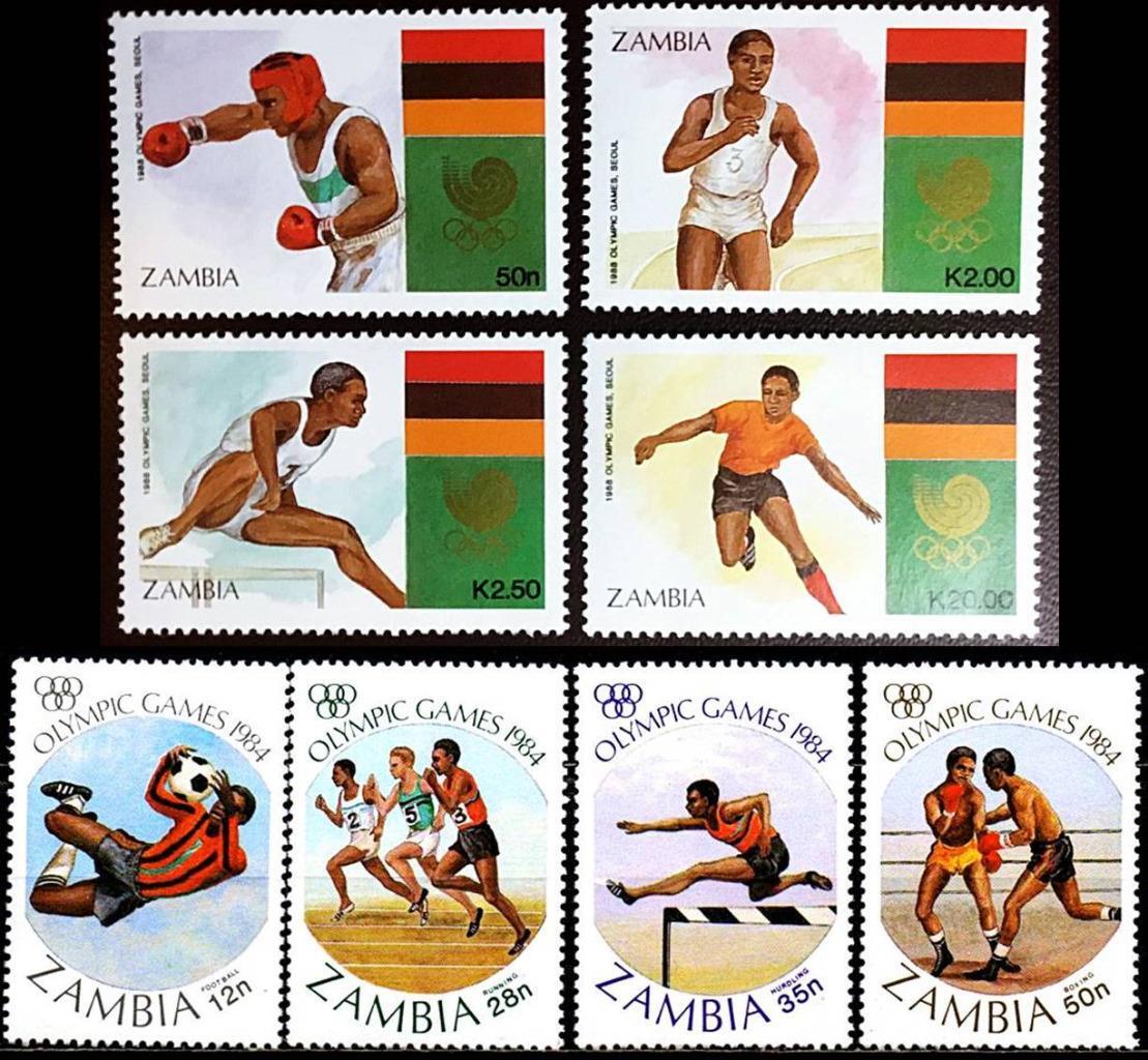 ZAMBIA 1984/88 OLYMPIC GAMES SC#304-07//456-59 mnh ** neuf 💲FREE